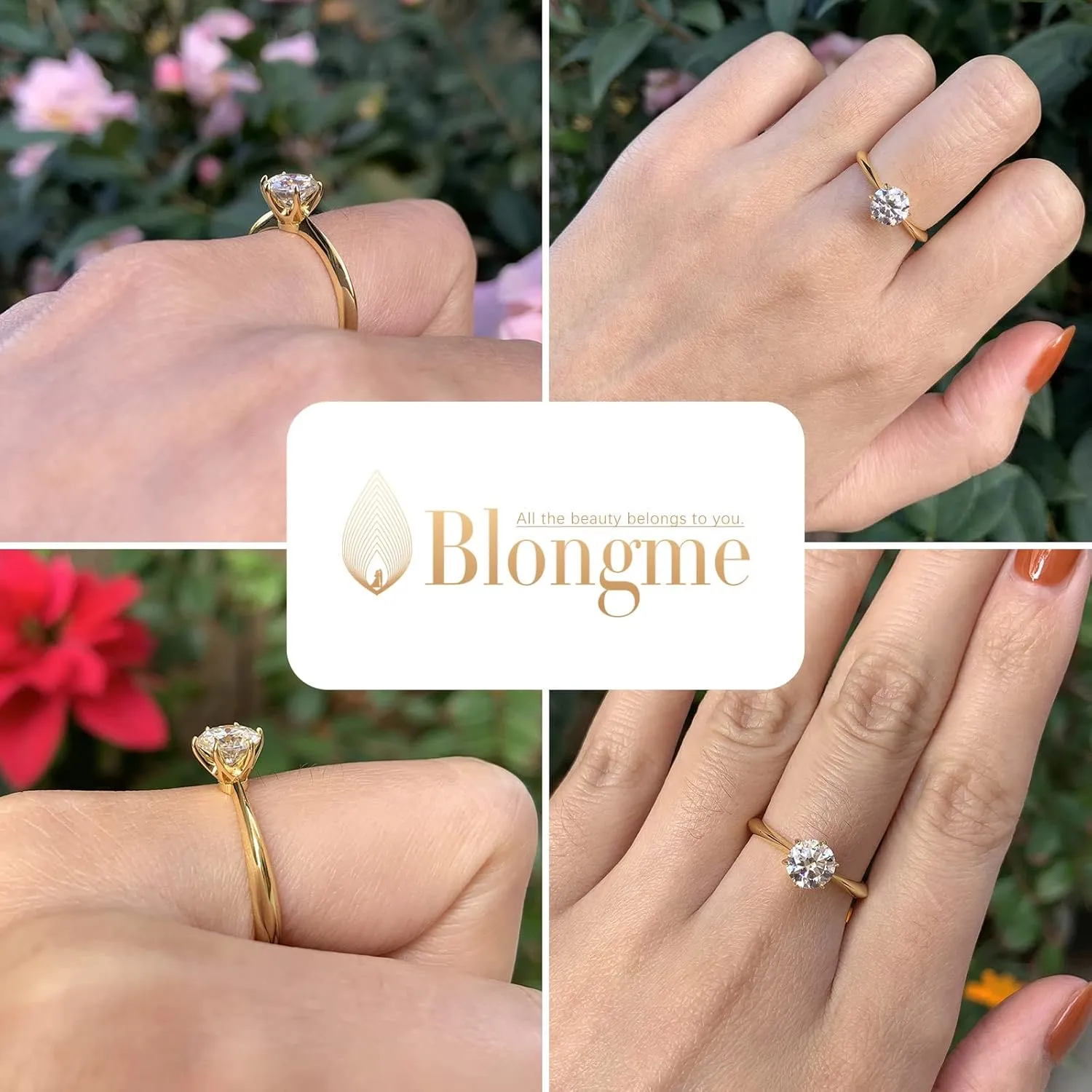 1 Carat Moissanite Rings for Women Engagement Wedding Band 925 Sterling Silver Round Solitaire Size 4-13