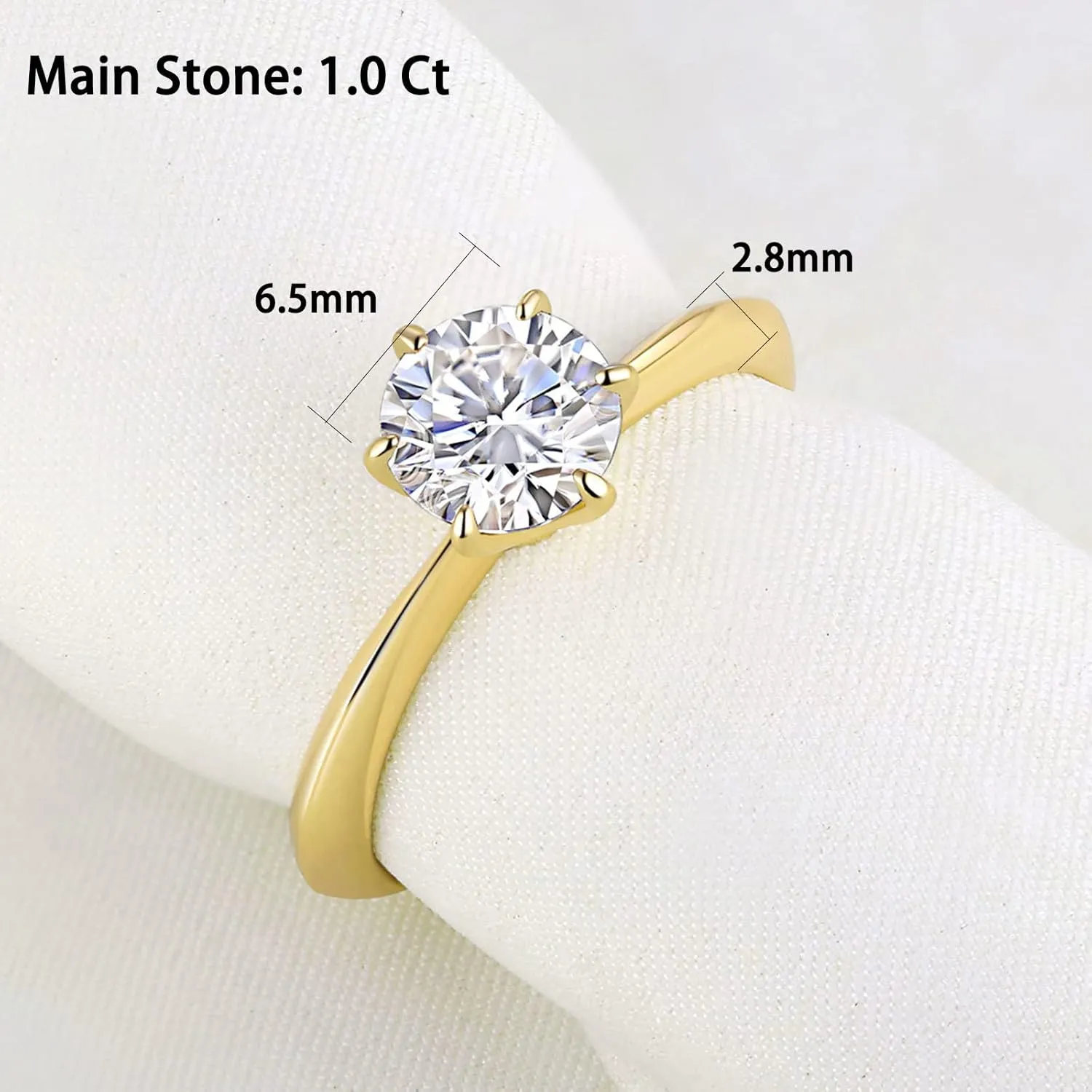 1 Carat Moissanite Rings for Women Engagement Wedding Band 925 Sterling Silver Round Solitaire Size 4-13