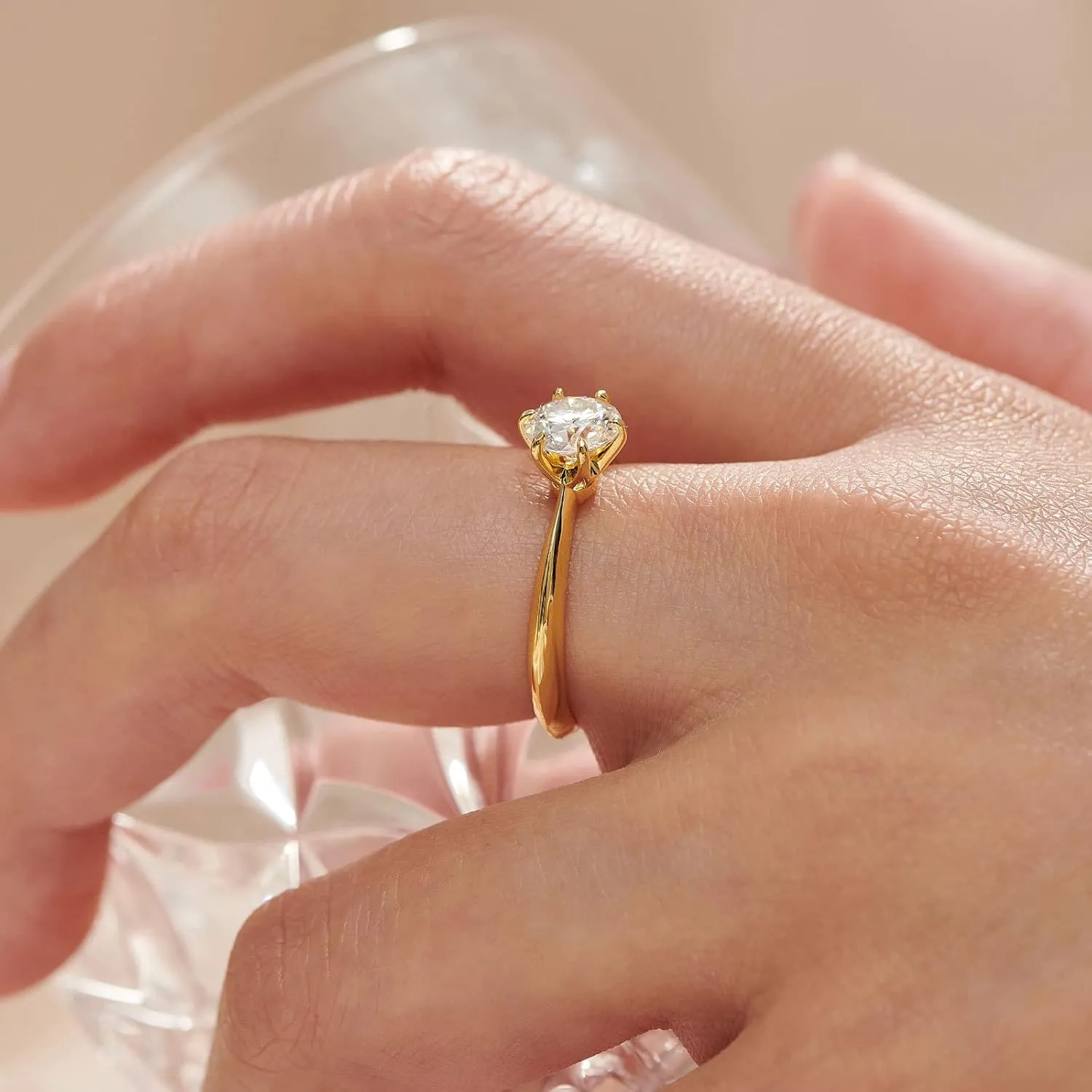 1 Carat Moissanite Rings for Women Engagement Wedding Band 925 Sterling Silver Round Solitaire Size 4-13