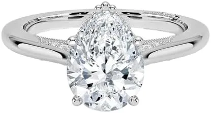 1 CT Pear Cut Cathedral Crown Moissanite Engagement Ring, Handmade Wedding Ring, Milgrain Tacori Promise Ring, Christmas Gift For Her In 10K/14K/18K Solid Gold & 925 Sterling Silver