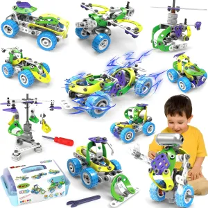 10 in 1 STEM Toys for 4 5 6 7 8  Year Old Boy Easter Birthday Gifts Building Toys for Kids Ages 4-8 5-7 6-8 Educational Stem Activities for Boy 4-6 8-10 Erector Set Construction Creative Games