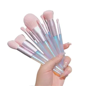 10 scrub makeup brushes set full set of powder eye shadow beauty tools(Pink)