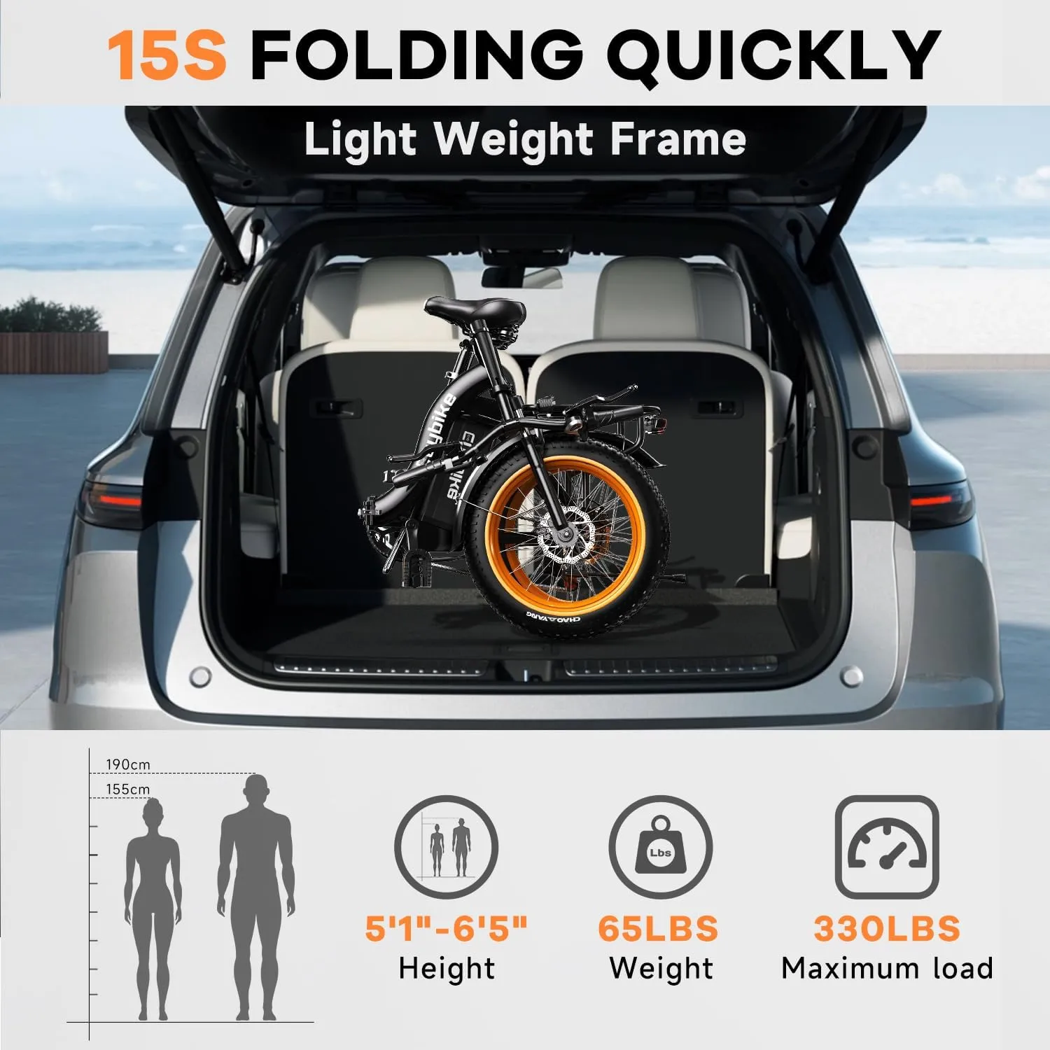 1000W Folding Electric Bike,48V 20AH Removable Battery E Bike,30 MPH,80 Miles Max Range Electric Bike for Adults,20" Fat Tire Foldable ebike,Adult Electric Bicycle for Commute Beach Snow