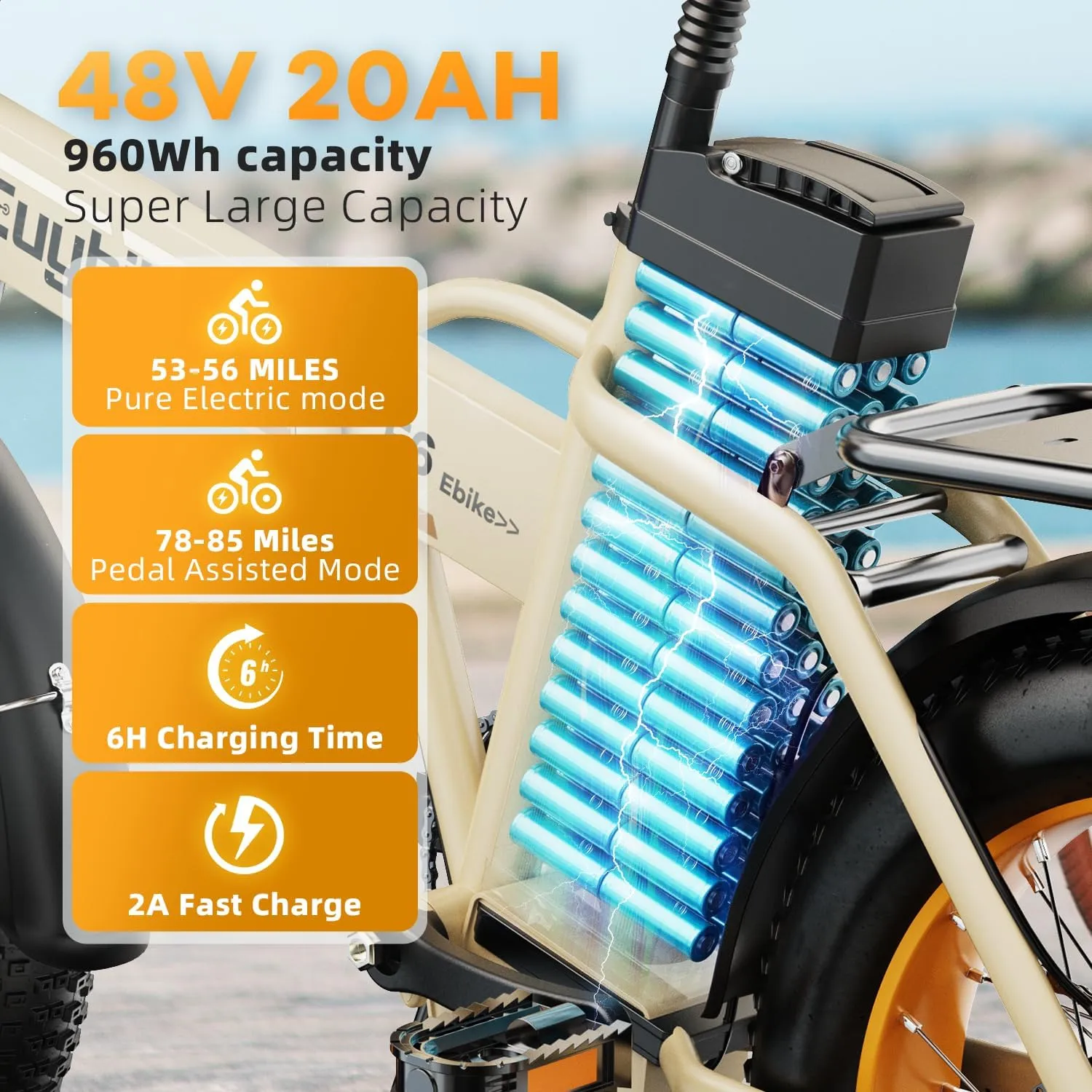 1000W Folding Electric Bike,48V 20AH Removable Battery E Bike,30 MPH,80 Miles Max Range Electric Bike for Adults,20" Fat Tire Foldable ebike,Adult Electric Bicycle for Commute Beach Snow