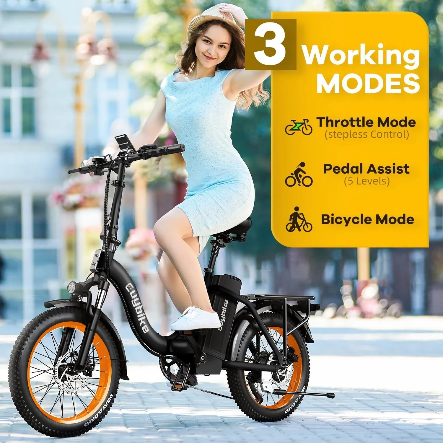 1000W Folding Electric Bike,48V 20AH Removable Battery E Bike,30 MPH,80 Miles Max Range Electric Bike for Adults,20" Fat Tire Foldable ebike,Adult Electric Bicycle for Commute Beach Snow