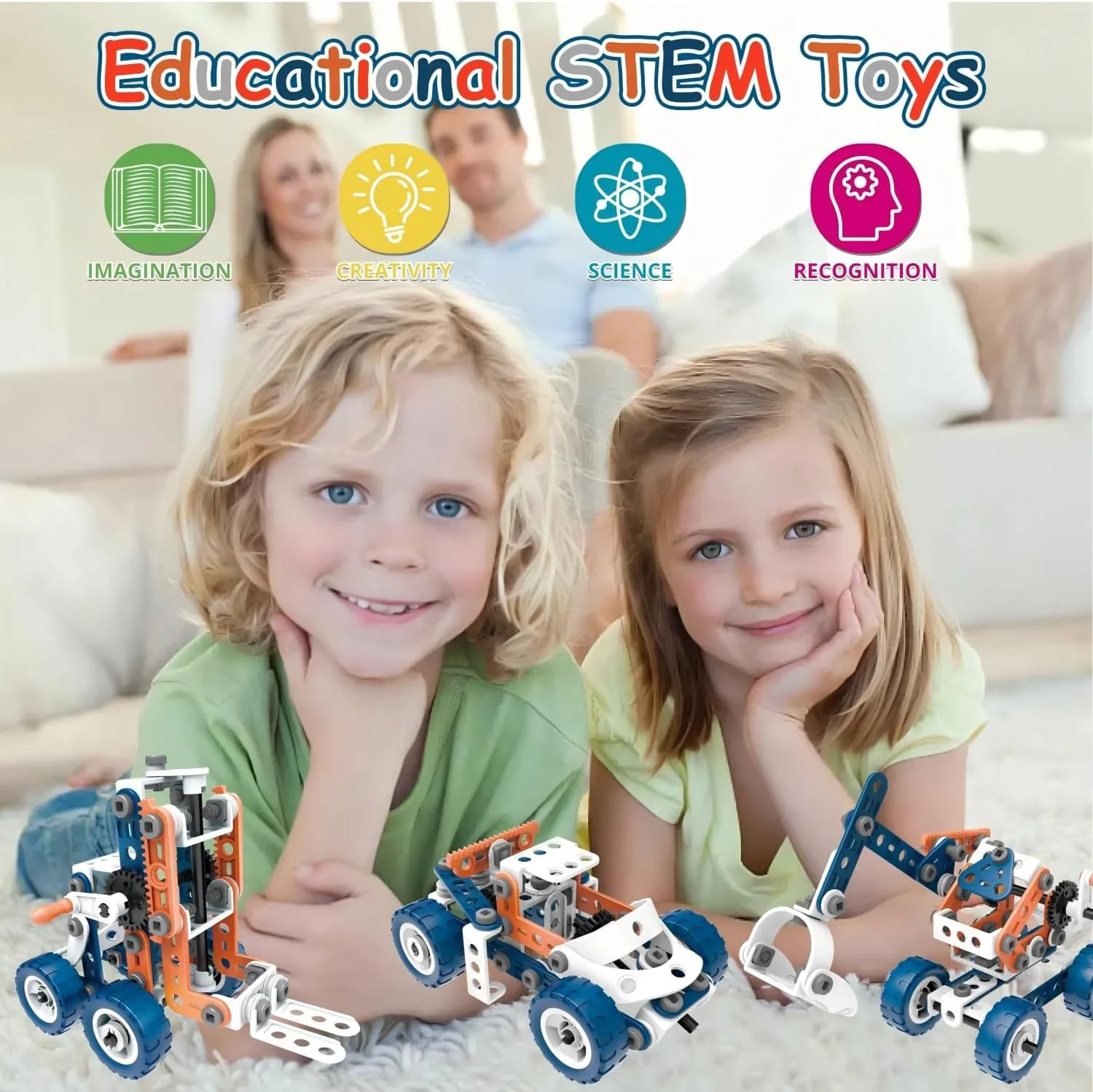 12 in 1 STEM Toys for 4 5 6 7 8  Year Old Boy Building Toys Kids Age 4-8 5-7, 152 PCS Construction Blocks for Preschool Kids Educational STEM Kits Engineering Creative Christmas Birthday Gifts