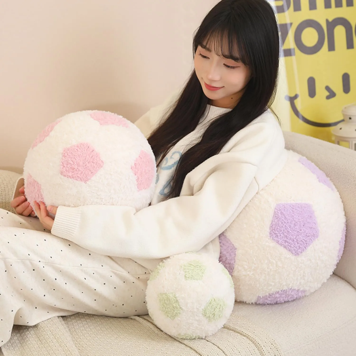 12 Inch Round Football Hugging Plush Toy - Soft Football Throw Pillow for Kids & Babies