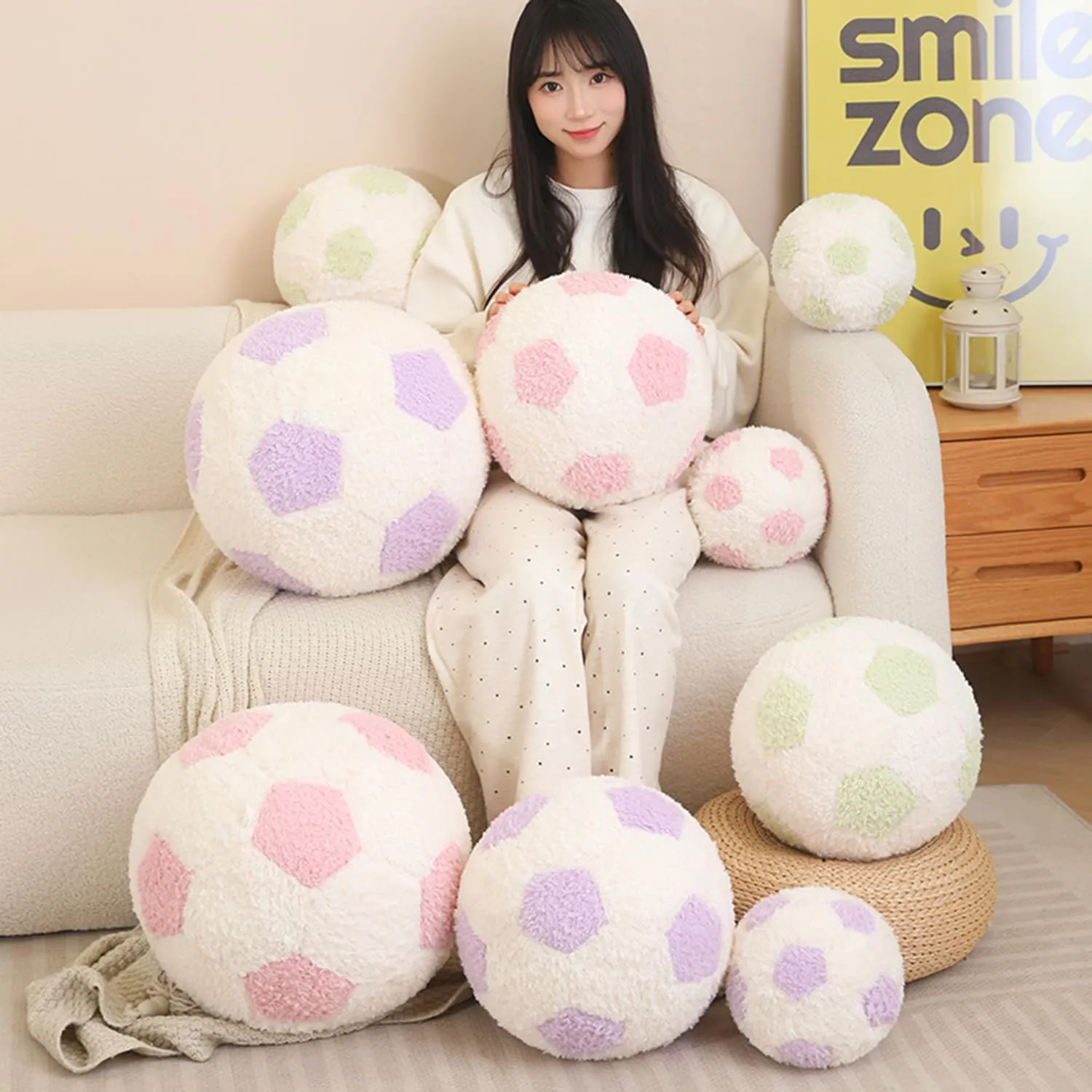 12 Inch Round Football Hugging Plush Toy - Soft Football Throw Pillow for Kids & Babies