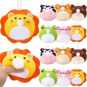 12 Pcs Mini Stress Balls for Kids Easter Basket Stuffer 3.15 Inch Animals Plush Ball Sensory Squeeze Stuffed Balls Anxiety Relief Fidget Keychains for Easter Egg Hunt Games Graduation Party Favor Gift