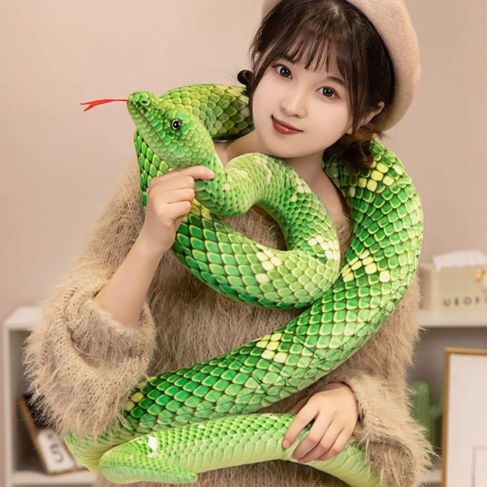 120 inch High Soft Plush Extra Long Snake, Simulation Stuffed Animal Toy, Children's Gift (Green)