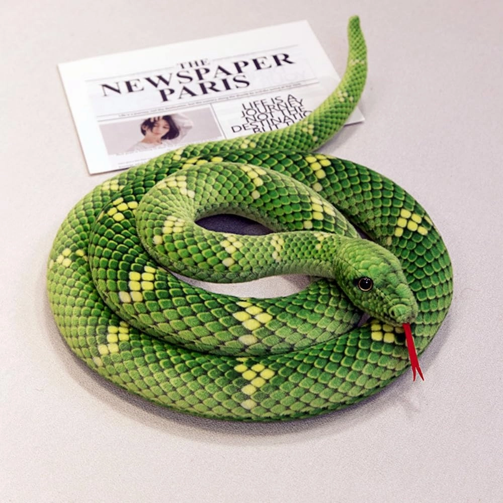 120 inch High Soft Plush Extra Long Snake, Simulation Stuffed Animal Toy, Children's Gift (Green)