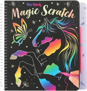 12731 Miss Melody Magic Scratch Book with 20 Pages of Fantastic Scratch Motifs, Book with Colourful Gradient and Scratch Pen