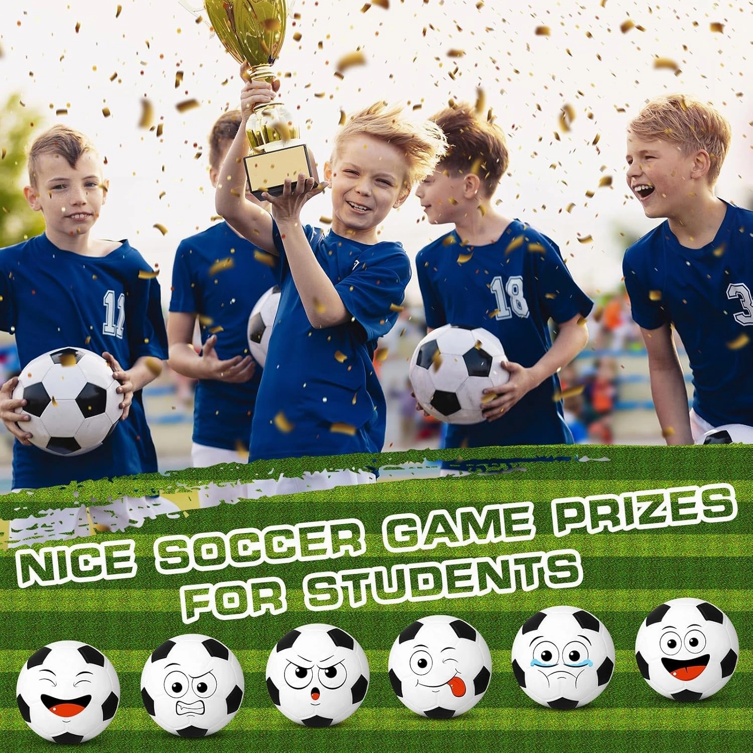 12 Pcs Small Soccer Stress Balls 3.25'' Mini Face Squeeze Foam Balls for Stress and Anxiety Relief and Sport Party Favors Birthday Gift Decoration