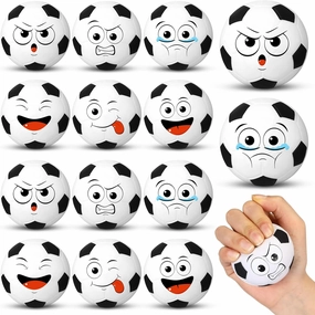 12 Pcs Small Soccer Stress Balls 3.25'' Mini Face Squeeze Foam Balls for Stress and Anxiety Relief and Sport Party Favors Birthday Gift Decoration