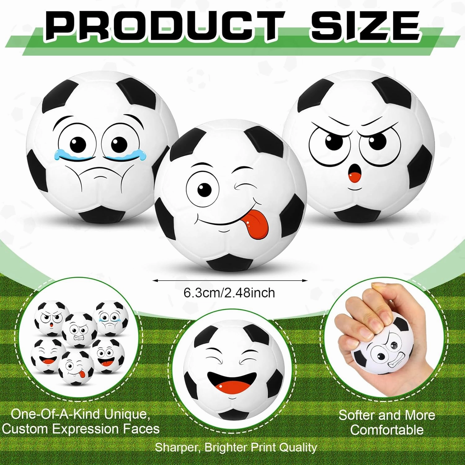 12 Pcs Small Soccer Stress Balls 3.25'' Mini Face Squeeze Foam Balls for Stress and Anxiety Relief and Sport Party Favors Birthday Gift Decoration