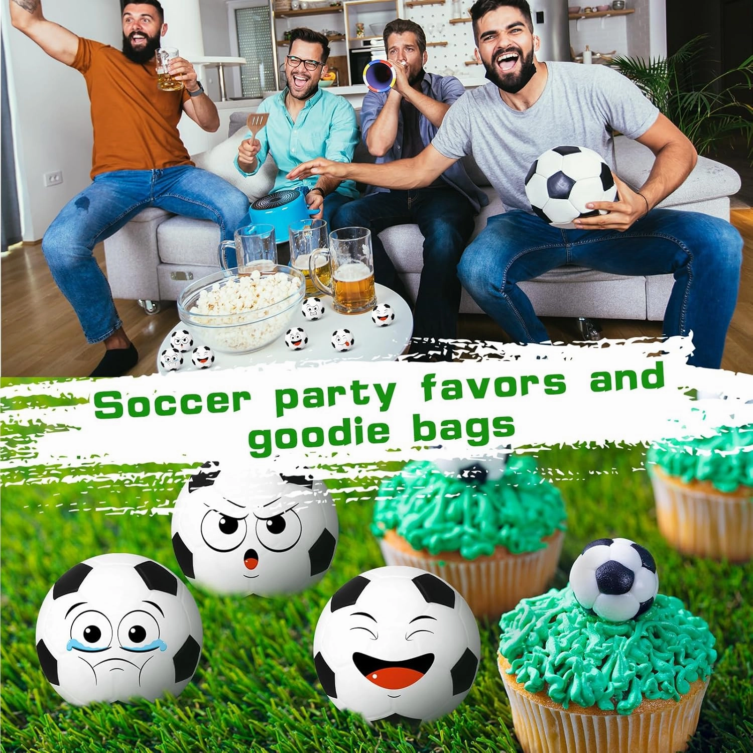 12 Pcs Small Soccer Stress Balls 3.25'' Mini Face Squeeze Foam Balls for Stress and Anxiety Relief and Sport Party Favors Birthday Gift Decoration