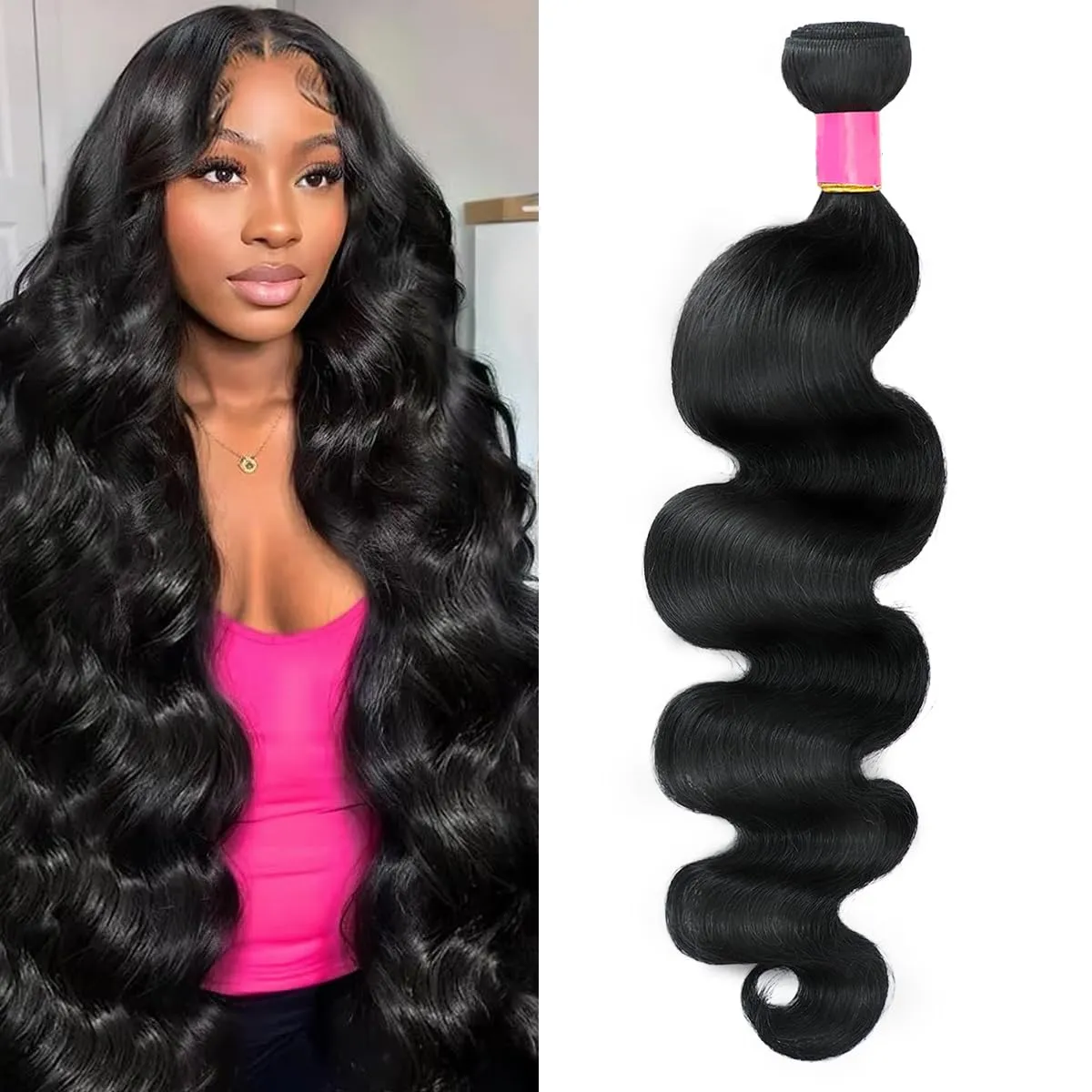 12A Human Hair Bundles 22 Inch Body Wave Bundles Human Hair 100% Unprocessed Brazilian Virgin Hair Quick Weave 1 Bundle Human Hair Extensions Natural Black