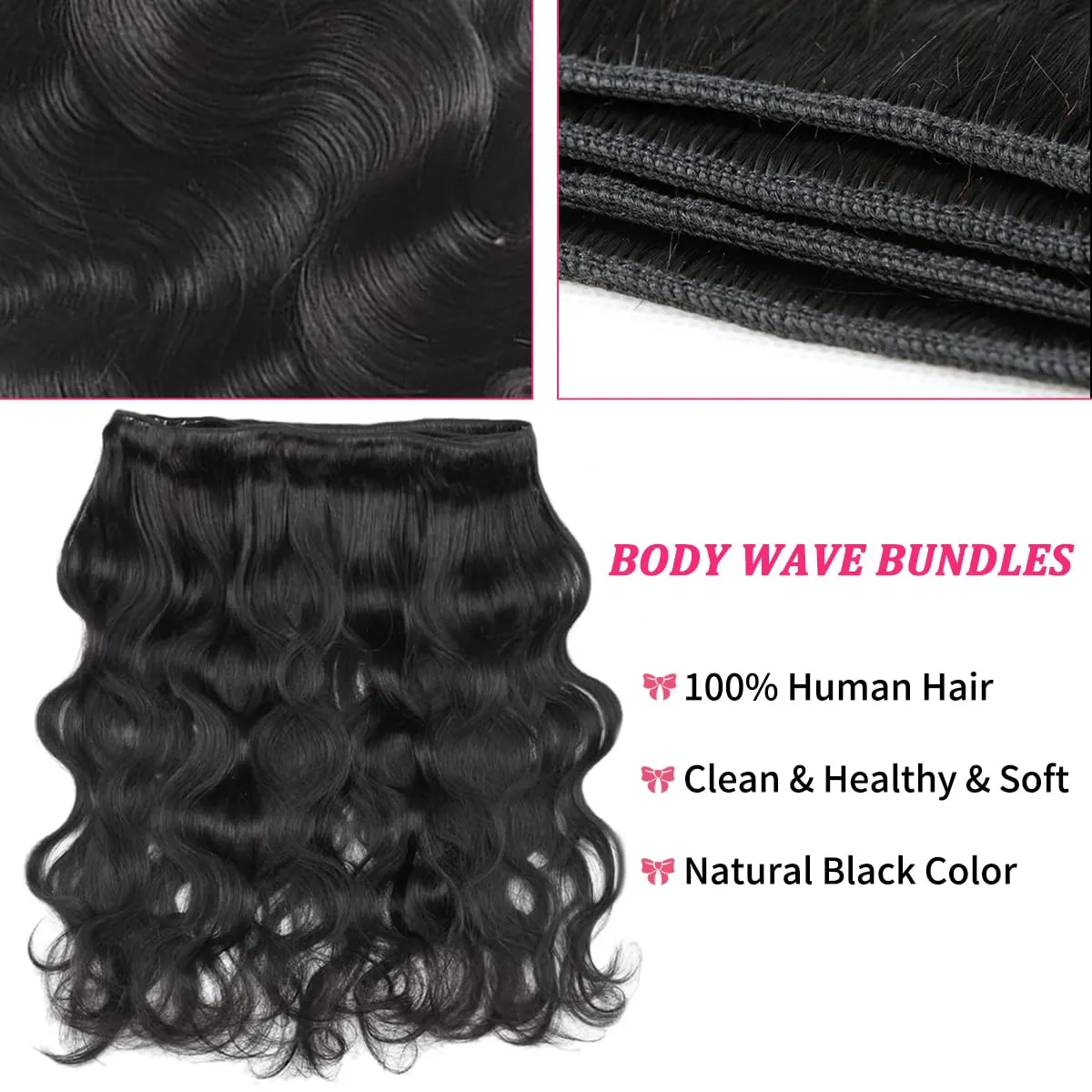12A Human Hair Bundles 22 Inch Body Wave Bundles Human Hair 100% Unprocessed Brazilian Virgin Hair Quick Weave 1 Bundle Human Hair Extensions Natural Black