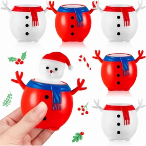 12Pcs Christmas Snowman Squeeze Toys, Snowman Stress Ball for Kids Relieve Stress, Pop Up Fidget Toy for ADHD Autism