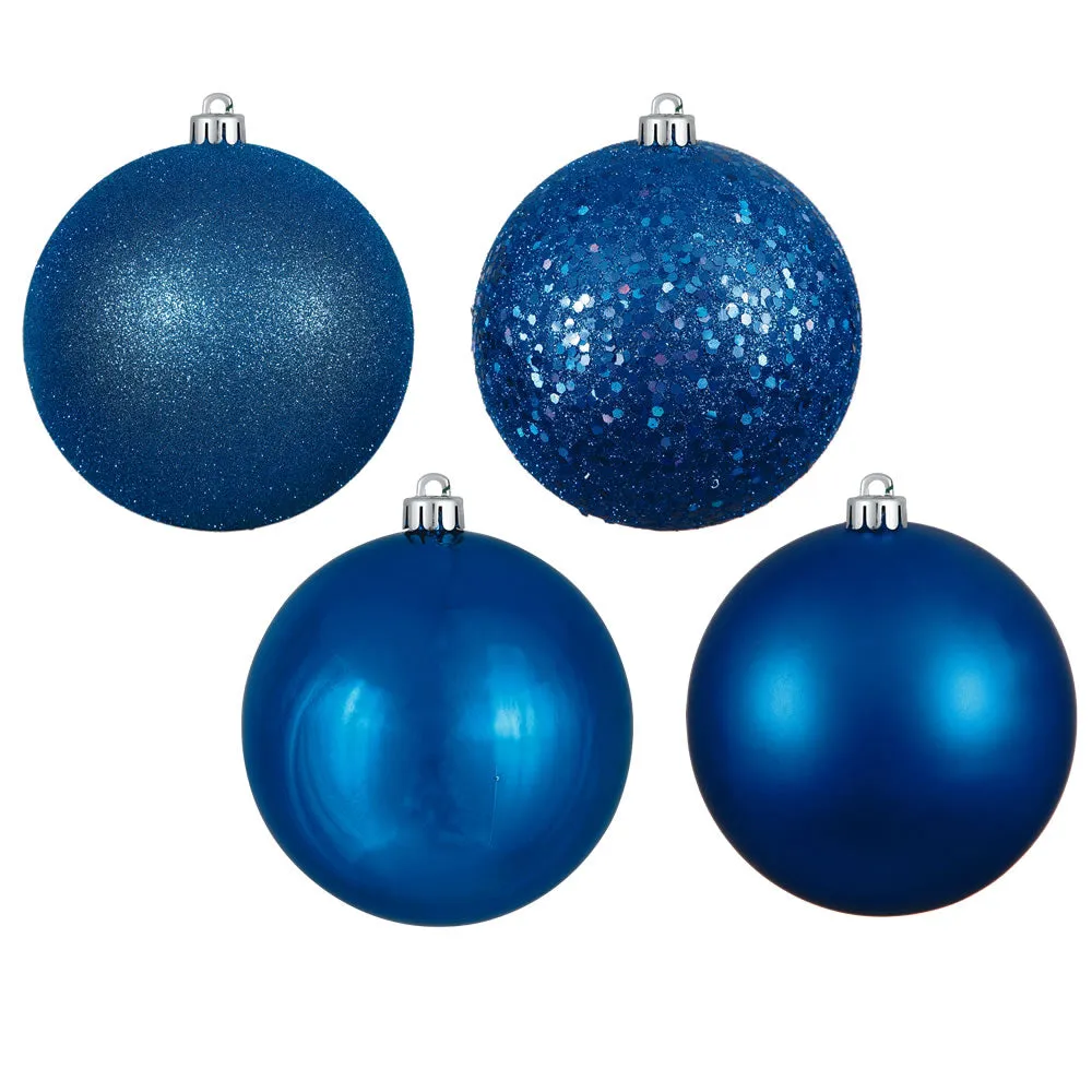 12" Blue 4-Finish Ball Assortment Drilled Pack of 4