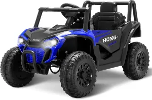 12V Kids Ride on Car, Electric Off-Road UTV Truck with Remote Control, LED Lights, 3 Speed, Music, Safety Belt, Soft Start, Horn, Battery Powered Ride on Toys for Kids Ages 3-6, Blue