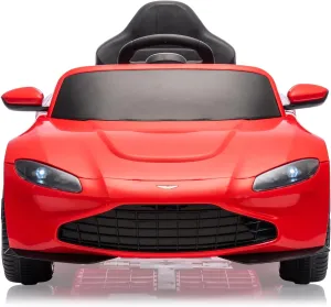 12V Ride on Sports Car for Kids Licensed Aston Martin Battery Powered Car Toddlers Ride on Toy with Remote Control, Horn, Soft Start, LED Lights, Music, USB, Electric Vehicle for Boys Girls (Red)