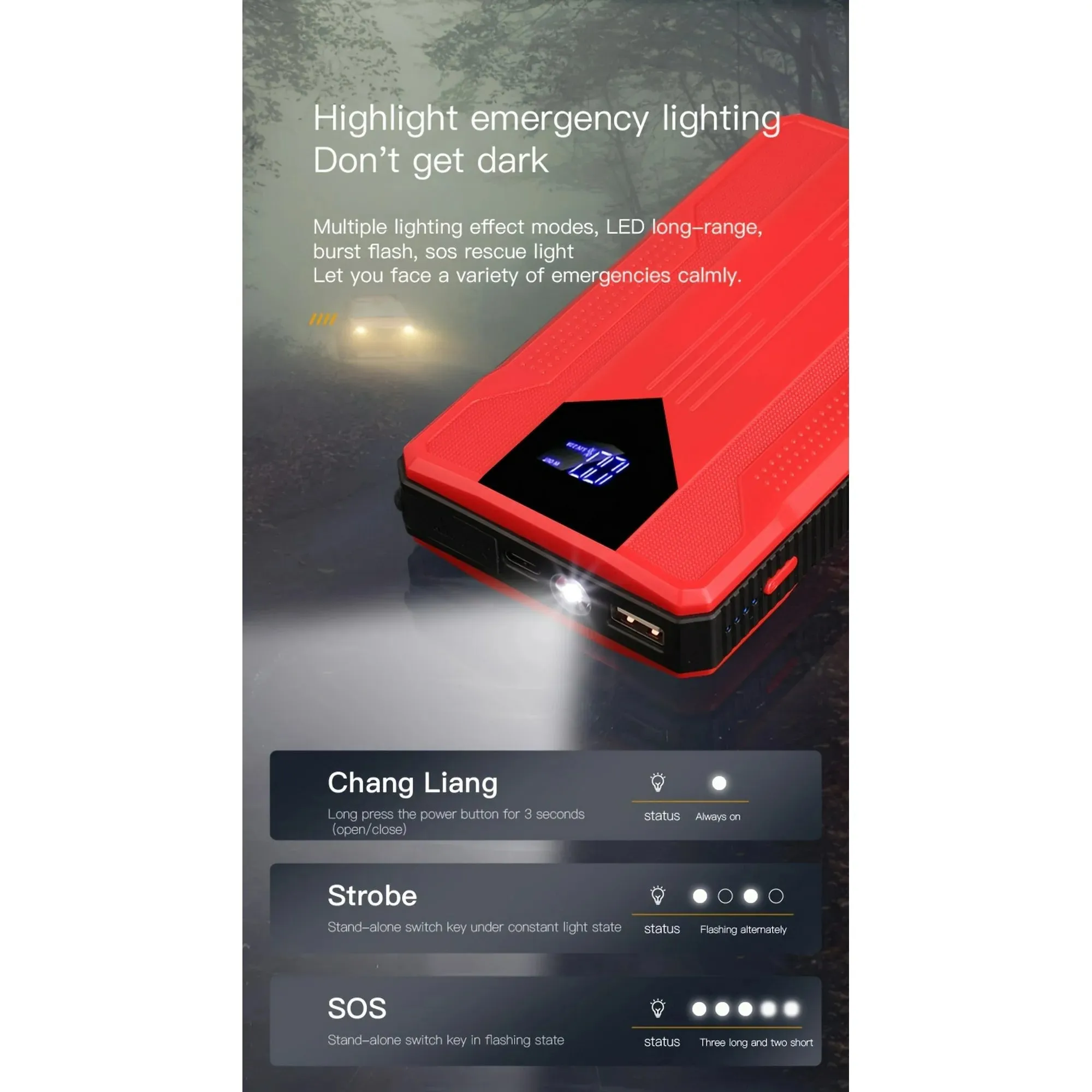 12V Ultra-Portable Car Battery Jump Starter with Advanced Smart Clip & Intuitive LCD Display