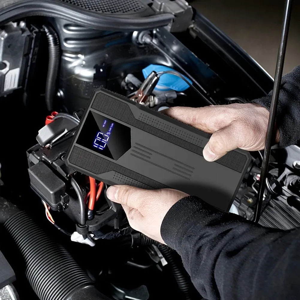 12V Ultra-Portable Car Battery Jump Starter with Advanced Smart Clip & Intuitive LCD Display