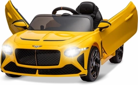 12V Kids Ride On Car, Licensed Bentley Bacalar Electric Car for Kids w/Remote Control, Scissor Door, Suspension, 3 Speeds, LED Lights, Horn, Battery Powered Kids Car to Drive for Boys Girls, Yellow