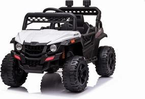 12V Kids Ride On Car Truck Electric Vehicle for Toddlers Battery Powered Car Toy with Remote Control, Spring Suspension, LED Lights, and Music, White