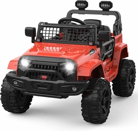 12V Kids Ride On Truck, Toddlers Battery Powered Electric Vehicle with Remote Control, Ride On Toy Car with 3 Speeds, Spring Suspension Headlight, Music for Boys Girls 3-8, Red