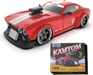 1/32 Scale RC Drift Car with LED Headlights, RC Mini Electric Drift Vehicle Model, 2.4G 4WD Remote Control Car for Adults - RTR Version（Red）