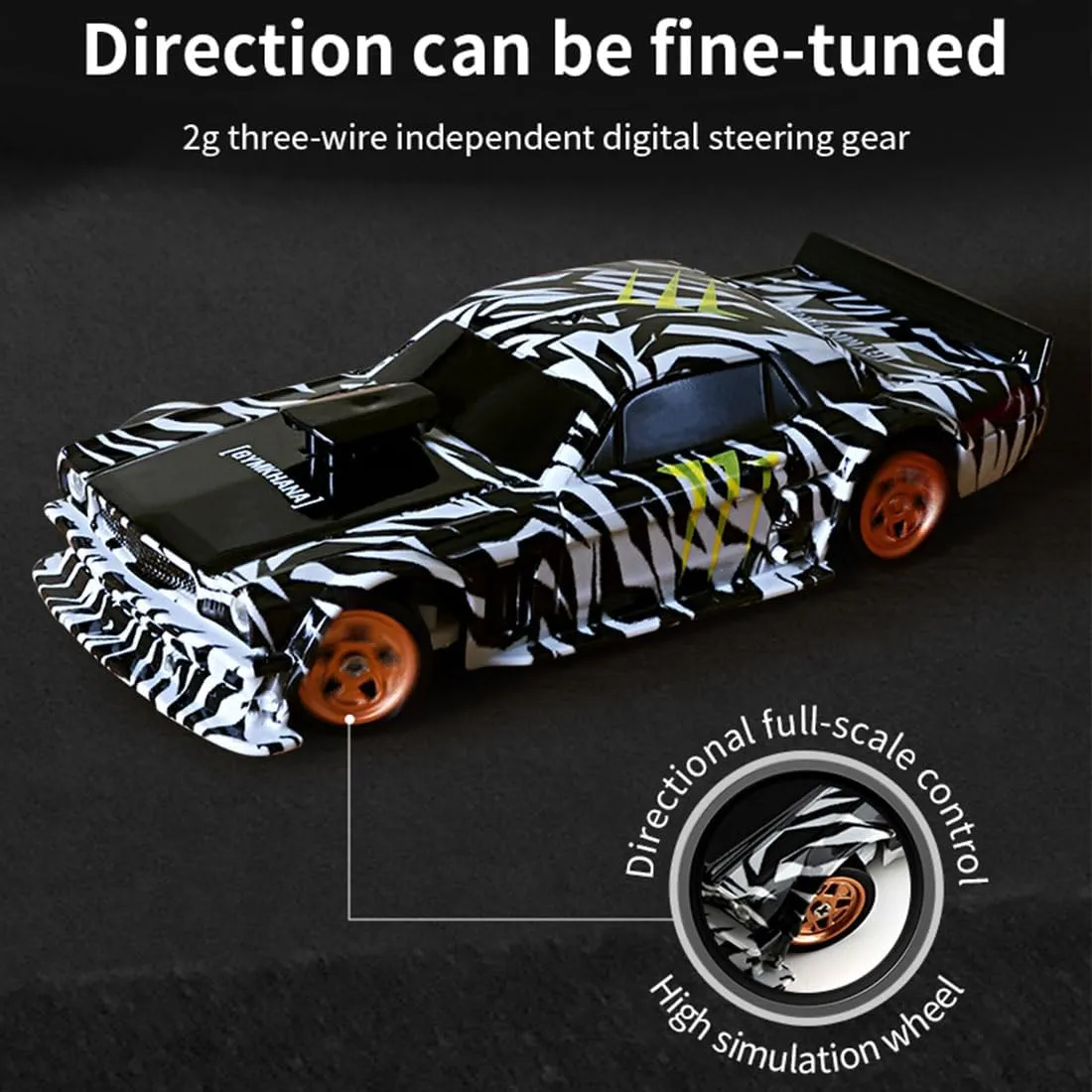 1/43 Scale RC Racing Car, 2.4G 4WD Full-Proportion RC Electric Mini Car, 15KM/H (Gyroscope RTR Version, Orange)