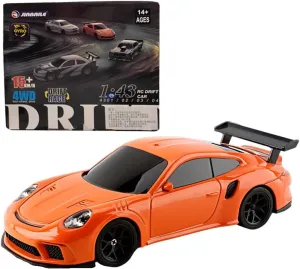 1/43 Scale RC Racing Car, 2.4G 4WD Full-Proportion RC Electric Mini Car, 15KM/H (Gyroscope RTR Version, Orange)