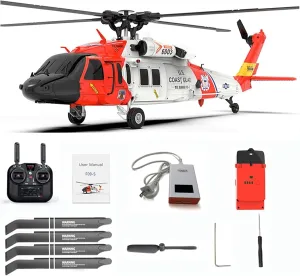 1/47 F09-S UH-60 RC Helicopter - 2.4GHz 6CH Remote Control with Brushless Motor, LED Lights&GPS, 3D Stunt Capable, RC Gift for Adults