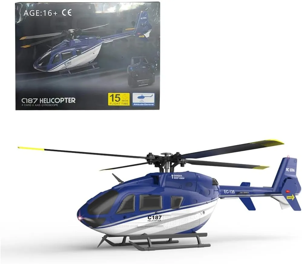 1/48 2.4G RC 4CH EC-135 Airbuss Helicopter Model with Optical Flow Positioning, Single-Propeller Helicopter Model, One Key Takeoff and Landing (RTF)