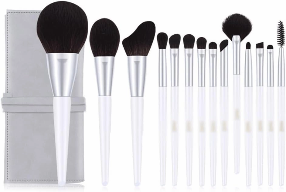 14 Pieces of Plain Brocade Makeup Brush Set Full Set of Eye Shadow Brush Powder Blusher Brush Beauty Tools