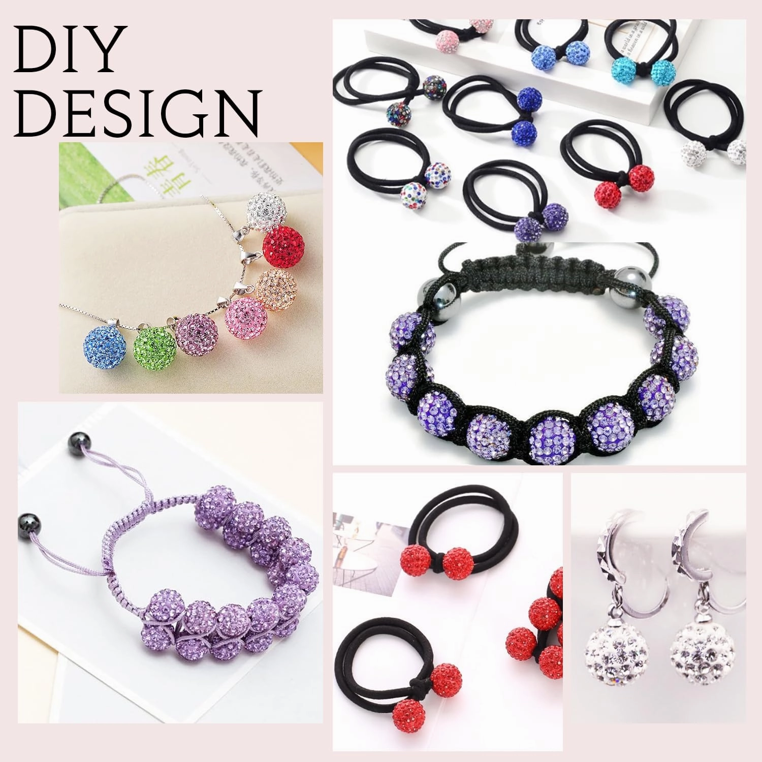 150 Pcs Fuchsia Rhinestone Beads for Jewelry Making, Sparkle Crystal Clay Christmas for Bracelet Baseball Necklace Earring Crafting and DIY, Shiny Round Shamballa Disco Ball Beads Bulk