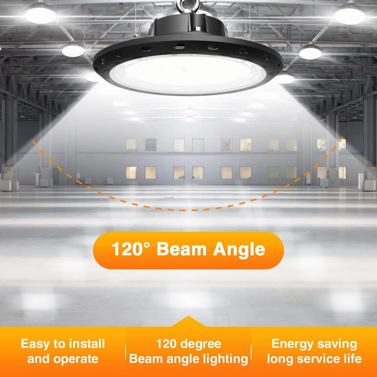 150W UFO LED High Bay Light, 22500LM, 0-10V Dimmable (Eqv. 600W HPS/MH), 5000K Daylight, for Shop/Warehouse/Factory Lighting – 1Pack