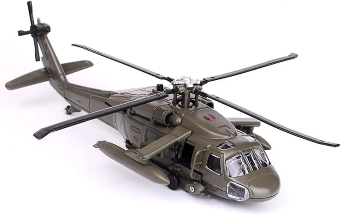 1/64 Scale Alloy Black Hawwk Helicopter, Static Display Model with Light and Sound Effects, Military Aircraft Model Toy, Creative Toys Gifts