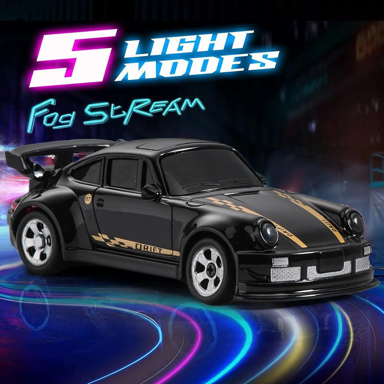 1/64 Scale Drift RC Car,Mini RC Sportscar 2.4Ghz Mini Racing Drift Racing Remote Contrl Car Model Toys Hobby Gift for Adults and Kid(Black)