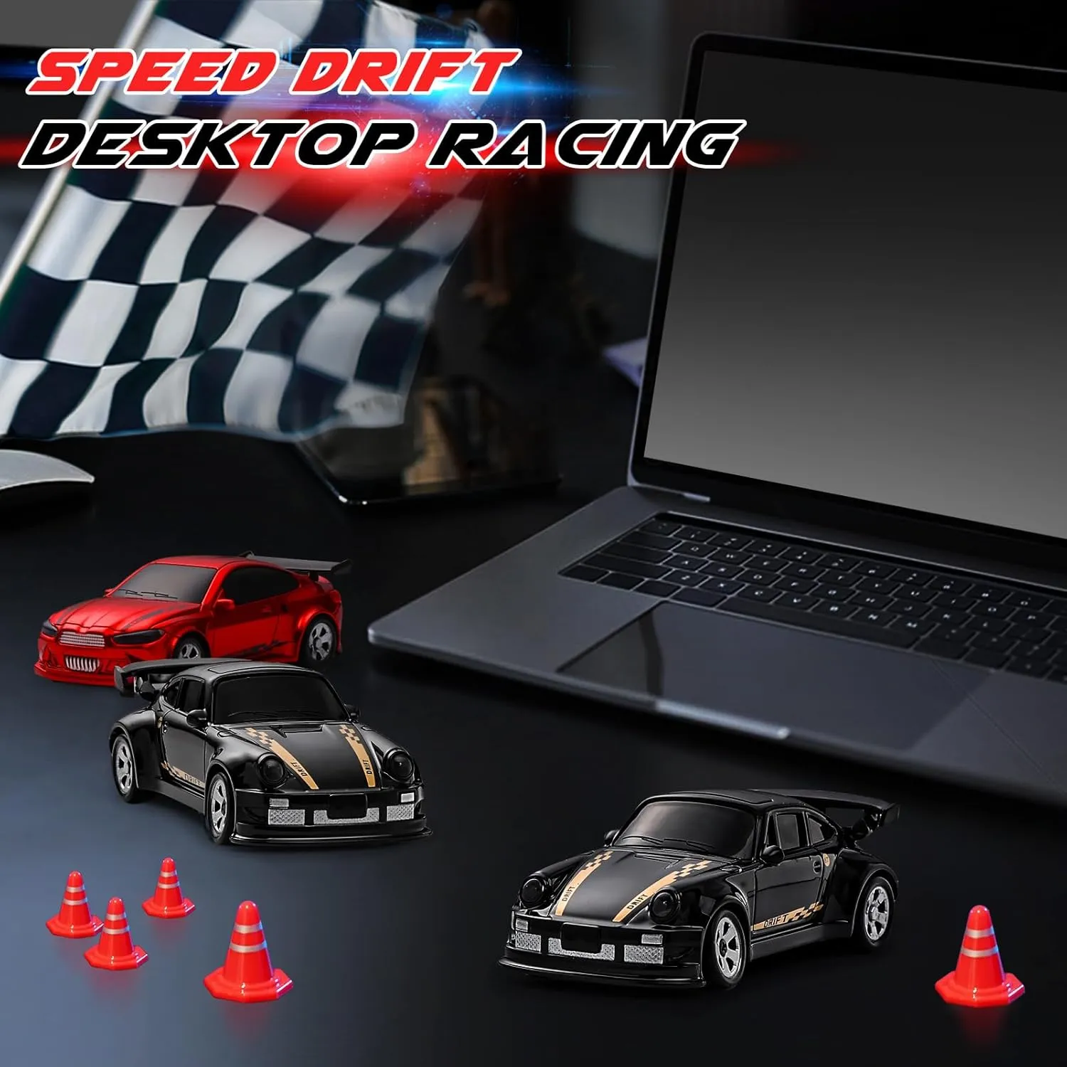 1/64 Scale Drift RC Car,Mini RC Sportscar 2.4Ghz Mini Racing Drift Racing Remote Contrl Car Model Toys Hobby Gift for Adults and Kid(Black)