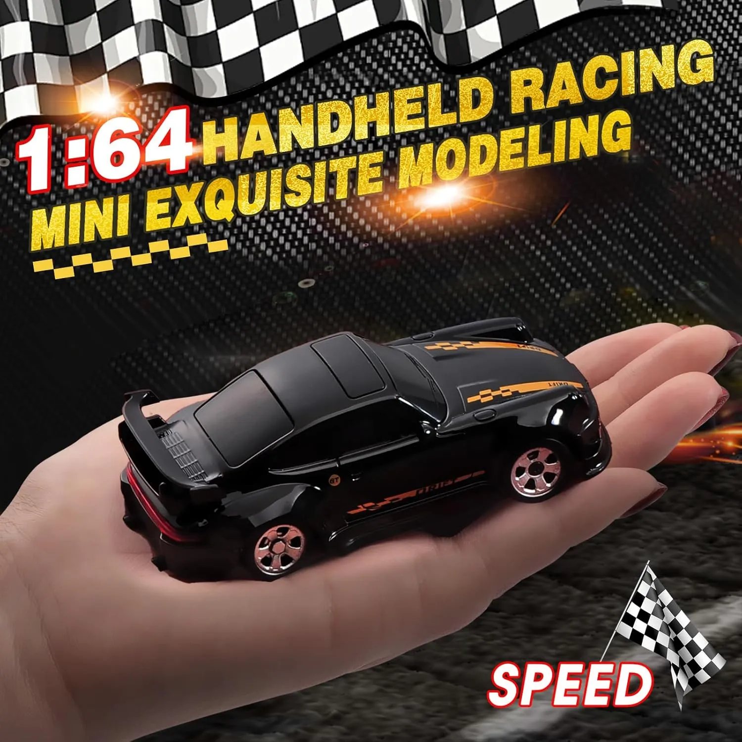 1/64 Scale Drift RC Car,Mini RC Sportscar 2.4Ghz Mini Racing Drift Racing Remote Contrl Car Model Toys Hobby Gift for Adults and Kid(Black)