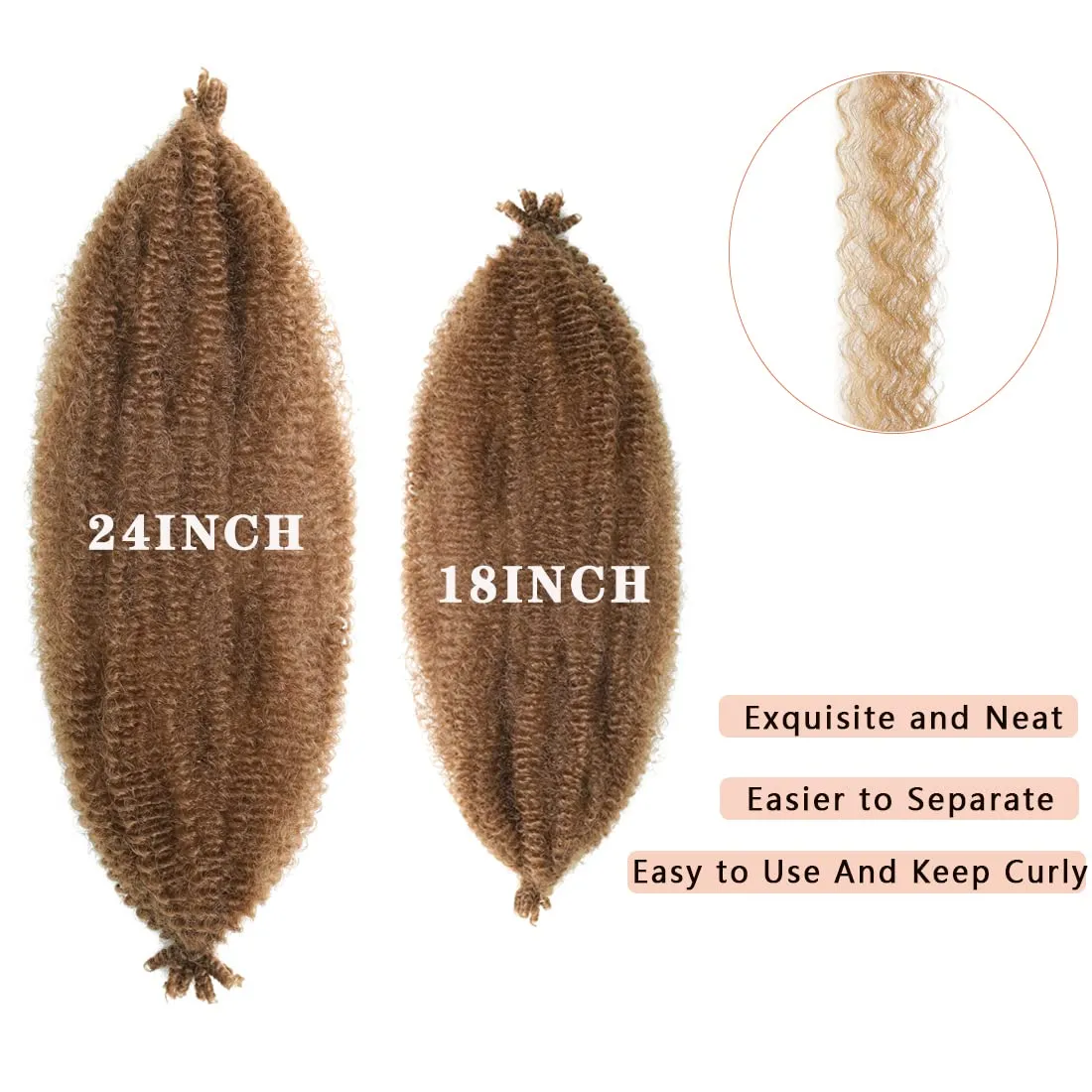 18 Inch Pre-Separated Springy Afro Twist Hair 8 Packs Pre-Fluffy Natural Curls are Perfect for Marley Crochet Hair Suitable for Black Women (30#, 18 Inch)