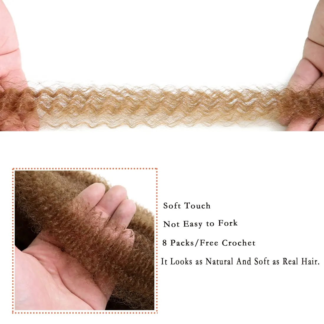18 Inch Pre-Separated Springy Afro Twist Hair 8 Packs Pre-Fluffy Natural Curls are Perfect for Marley Crochet Hair Suitable for Black Women (30#, 18 Inch)