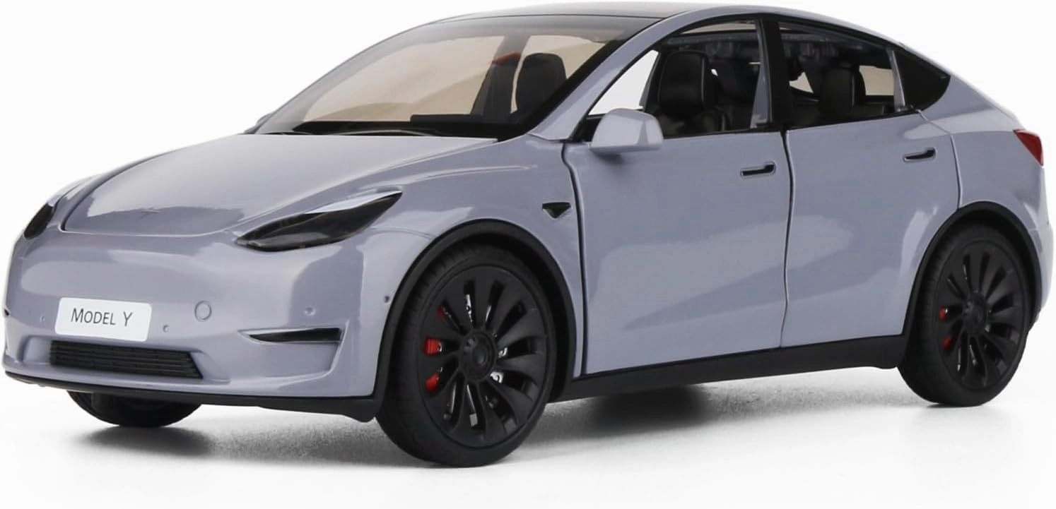 1:24 Die-cast Model car for Model Y Alloy Pull Back Car,Collection, Mini Simulation Vehicles Toys for Kids,Boyfriend,Young Peoples Gift(Grey)