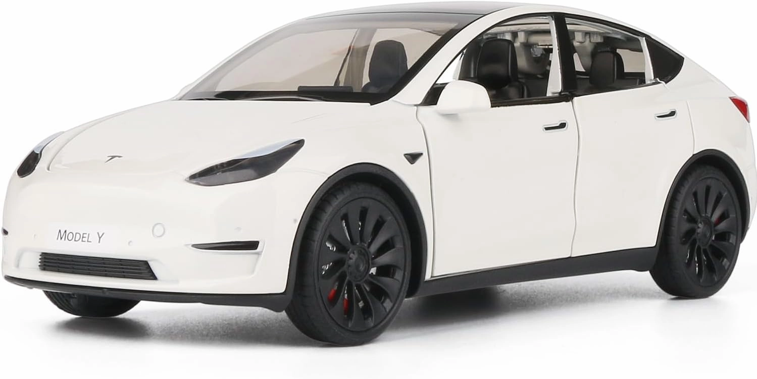 1:24 Die-cast Model car for Model Y Alloy Pull Back Car,Collection, Mini Simulation Vehicles Toys for Kids,Boyfriend,Young Peoples Gift(White)