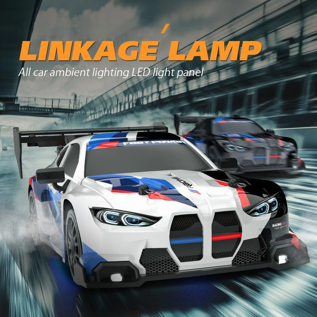 1/24 Scale Mini RC Drift Car, 4WD High-Speed 30KM/H 2.4GHz Electric Remote Control Racing Sports Cars with LED Lights Vehicle for Adults Enthusiasts - Purple/ 3PCS Battery