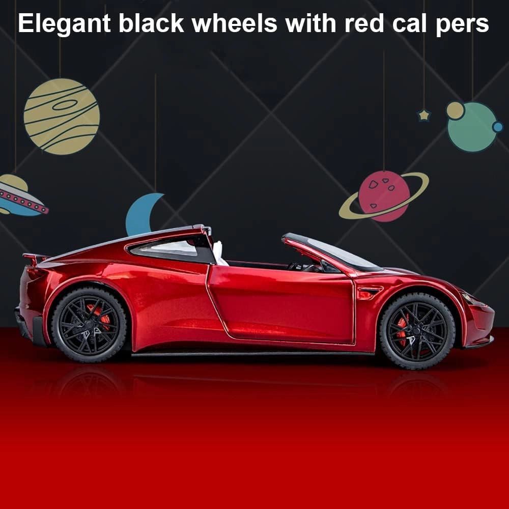 1:24 Scale Roadster Alloy Car Model Diecast Toy Vehicles for Kids, car Model，Pull Back Alloy Car with Lights and Music,Gifts for Boys and Girls. (Red)