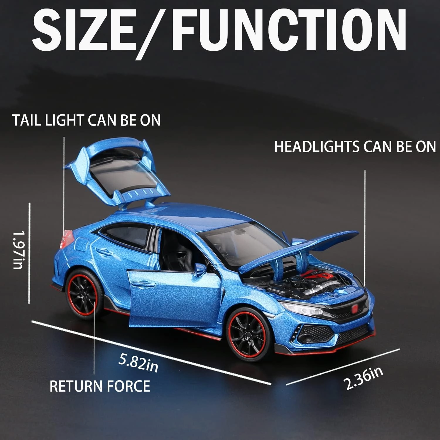 1:32 Alloy Pull Back Car Diecast Model Car for Type R,Collection, Mini Simulation Vehicles Toys for Kids,Boyfriend,Young Peoples Gift(Bule)